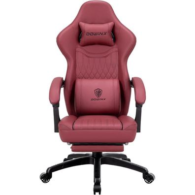 Dowinx Gaming Stuhl mit Massage, Fußstütze und Federkissen (Rot)