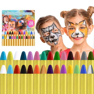 ACWOO 28 Farben Gesichtsfarbe Schminkstifte Bodypaint Schminkpalette für