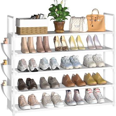 OYREL Schuhregal 5 Ebenen weiß, Schuhständer für 20-25 Paar Schuhe