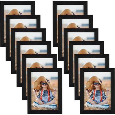 EXYGLO 12er Set Bilderrahmen 13x18 cm Schwarz - Modern, Leicht, für Wand & Tisch