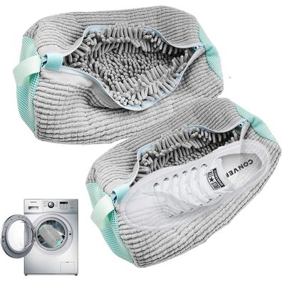 LEWBDF 2er-Set Schuhwaschbeutel für Turnschuhe und Tennisschuhe, Grau