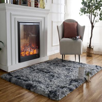 Obundi Hochflor Shaggy Teppich, weich und flauschig, 80x120cm, Dunkelgrau