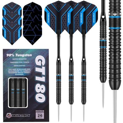 WIN. MAX 90% Tungsten Dartpfeile Stahl 26g, professionelle Steel-Darts mit