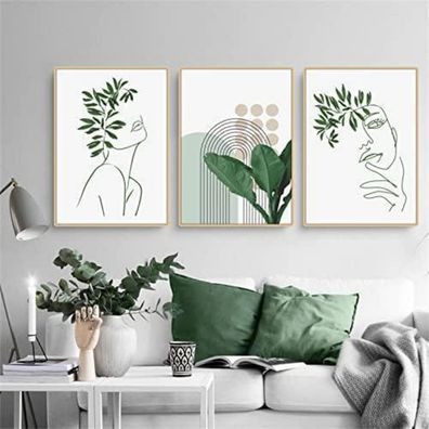 Martin Kench 3-teiliges Bohemian Poster Set mit grünen Pflanzenbildern, moderne