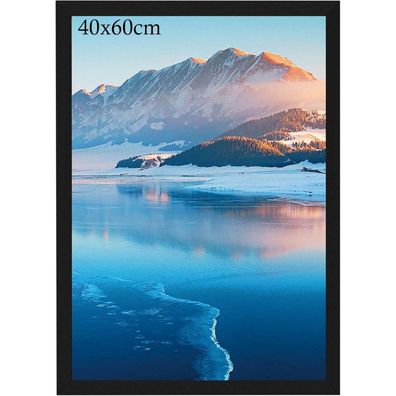 DTXDTech Bilderrahmen 40x60 cm Schwarz Holz, Wandmontierter Fotorahmen für