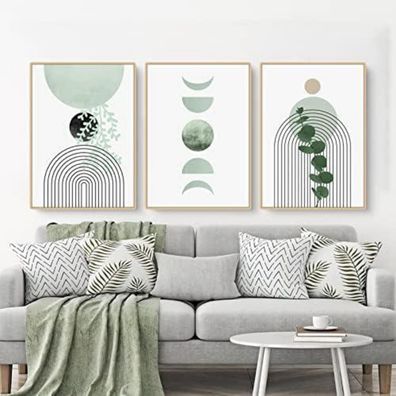 Martin Kench 3-teiliges Bohemian Poster Set mit grünen Pflanzenbildern, modern