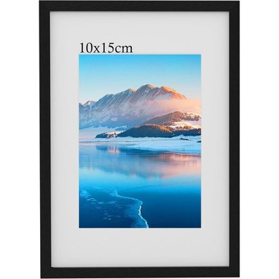 DTXDTech Bilderrahmen 10x15 cm Schwarz Holz, Wandmontierter Fotorahmen für