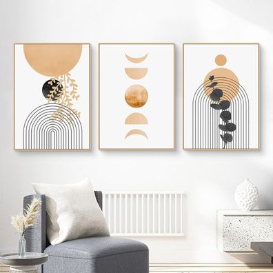 Martin Kench 3-teiliges Poster Set, Boho Blätter Bilder Abstrakt Wandbilder für