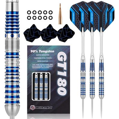 WIN. MAX 90% Wolfram Steel Dartpfeile mit Metallspitze, 24g, 3 Stück