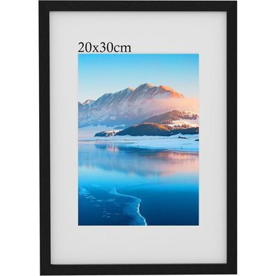 DTXDTech Bilderrahmen 20x30 cm Schwarz Holz, Wandmontiert oder Tischaufsteller