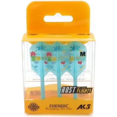 Cuesoul ROST Integrierte Dartschäfte & Flights, Blaues Puzzle M-Schlanke Form