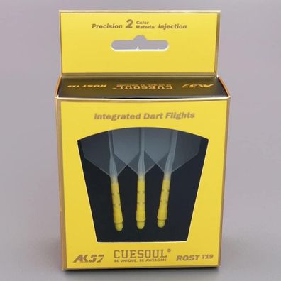 Cuesoul ROST T19 Integrierter Dartschaft und Flights, Big Wing Shape, Eis/Gelb