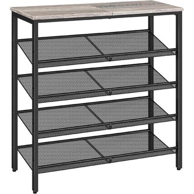 HOOBRO 5-stöckiges Schuhregal, Metallgitter, Greige-Schwarz, 75 x 30 x 81 cm
