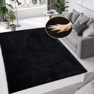 Orinova Kunstfell Teppich Schwarz 150x240 cm - Flauschig, Waschbar