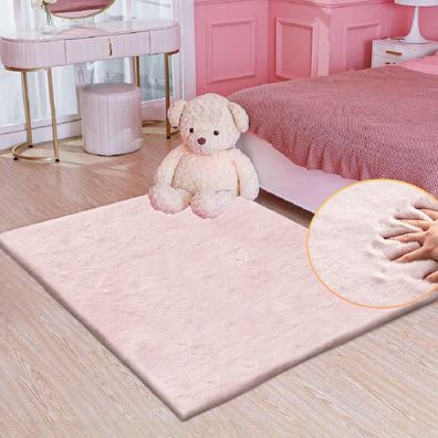 Orinova Flauschiger Kunstfell Teppich Rosa 90x150 cm - Weich und Waschbar für