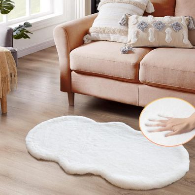 Orinova Fellteppich Kunstfell 60x120 cm Weiß, flauschig und weich, ideal für