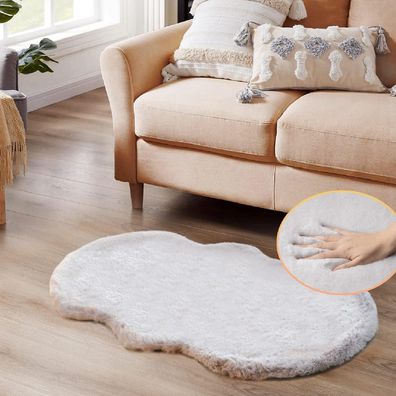 Orinova Fellteppich Grau 60x120 cm Kunstfell Teppich Flauschig Weich Waschbar