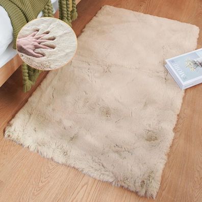 Orinova Kunstfell Teppich 60x90 cm Beige - Flauschig, Waschbar, Weich für