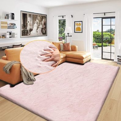 Orinova Kunstfell Teppich Rosa Flauschig 180x270 cm - Weich, Waschbar, Ideal