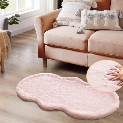 Orinova Kunstfell Teppich Rosa/Altrosa, 60x120 cm, flauschig und weich