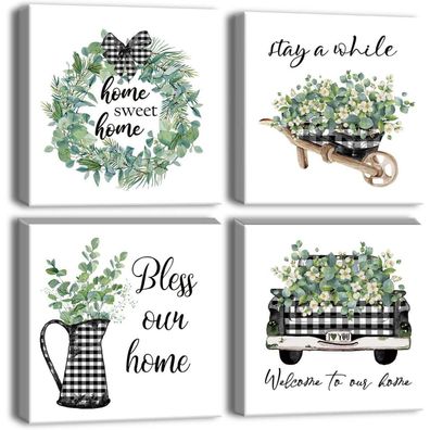 Artscope 4-teiliges Leinwandbild Sweet Home Theme, moderner Kunstdruck Wandbild