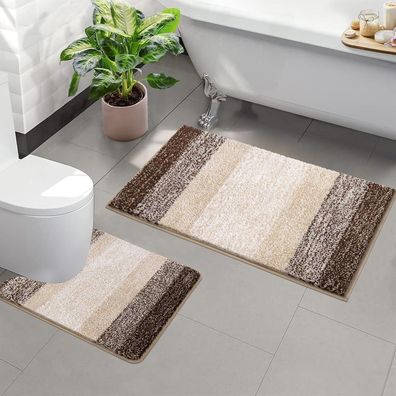 Enyhom Weiche Badematten & Badteppiche, Kaffee, 2er-Set (50 x 80 cm + 50 x 60