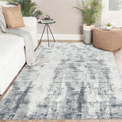 Famibay Teppich 160x230cm Grau Kurzflor Waschbar Modern Abstrakt für