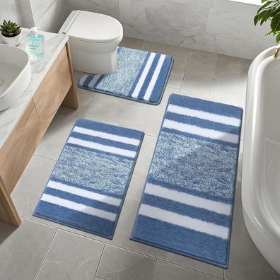 Pauwer 3-teiliges Badematten-Set mit WC-Vorleger, rutschfest