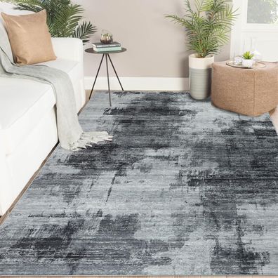 Famibay Teppich 160x230cm Dunkelgrau Modern Abstrakt Waschbar Kurzflor