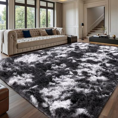 Sour Lemon Hochflor Teppich Grau 160x230 cm - Flauschig, Waschbar, Rutschfest