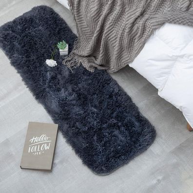 Choshome Moderner Flauschiger Teppich für Schlafzimmer & Wohnzimmer, Grau