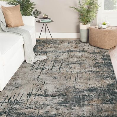 Famibay Teppich 160x230cm Grau Braun Modern Abstrakt Kurzflor Waschbar