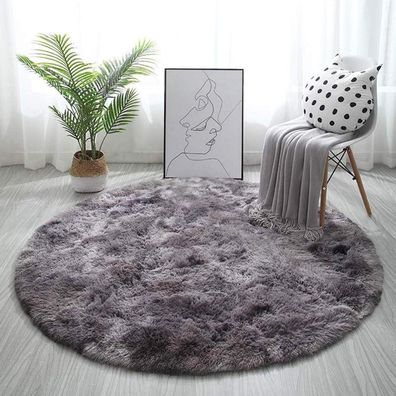 Tinyboy-hbq Rund Flauschig Teppich 140x140cm, Ultra Weich, Rutschfest, Modern