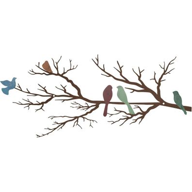ESTART Wanddekoration mit Vögeln aus Metall, lebendige Vögel auf Ast