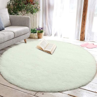 Tinyboy-hbq Teppich Rund Flauschig 160x160cm Weiß - Ultra Weich & Rutschfest