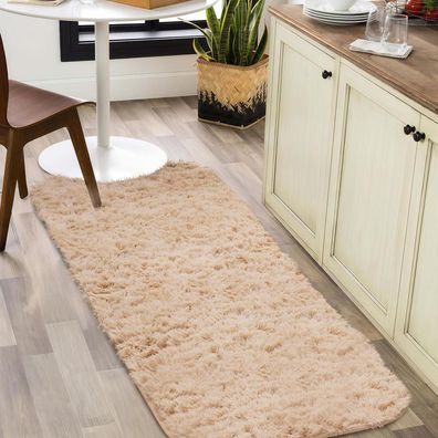Choshome Hochflor Teppich 40x120cm Beige - Moderner, flauschiger und weicher