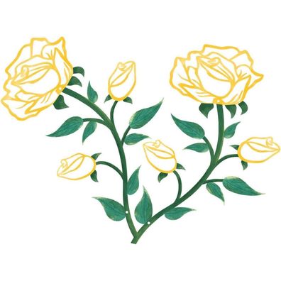 ESTART Große Rosen-Wanddekoration, 38,1 cm hoch, Gelbe Rose Metall-Wandkunst