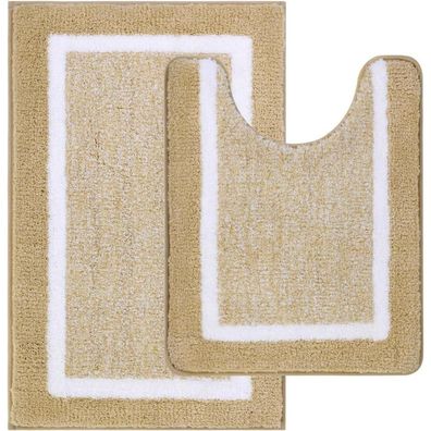 Pauwer 2er Set ultraweiche Badematten, rutschfest, Mikrofaser