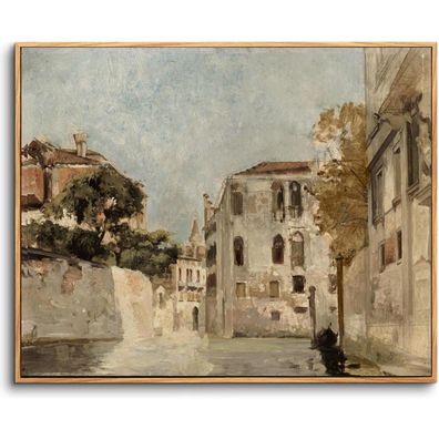 hyidecorart Vintage Leinwandbild mit Holzrahmen 40x60 cm, Motiv Kanal von