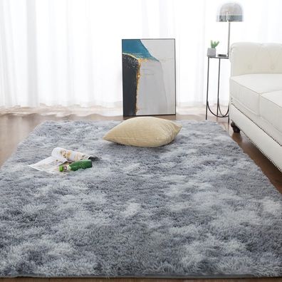 Choshome Shaggy Hochflor Teppich Grau Langflor Modern Batik Jugendzimmer