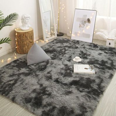 NIULAA Hochflor Teppich 80x160 cm Dunkelgrau Modern Flauschig Weich für