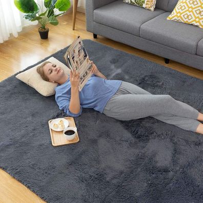 Choshome Hochflor Teppich Grau 150x240CM - Flauschig, Weich & Modern für