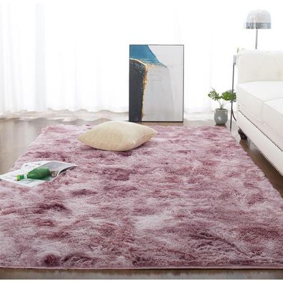 Choshome Shaggy Hochflor Teppich 150 x 240 cm, Rosa Batik, Langflor, flauschig