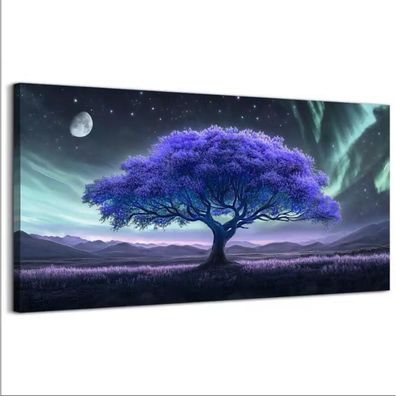 hyidecorart Lila Leben des Baumes Wandbild XXL 59x119 cm, Leinwand Bild