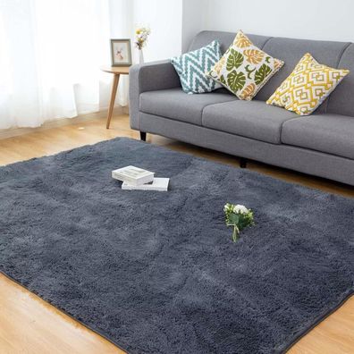 Choshome Flauschiger Hochflor Teppich Grau 200x290CM - Super Weich, Shaggy