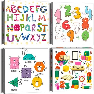 Artscope 4-teiliges Leinwandbild, Buntes Bildung Motiv, Moderner Kunstdruck für