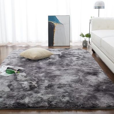 Choshome Shaggy Teppich Hochflor Langflor Dunkelgrau/Schwarz 200x290cm