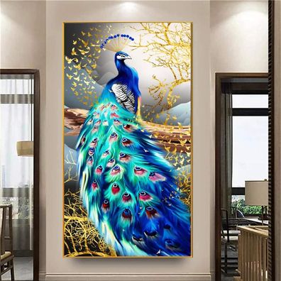 Trayosin 5D Diamant Painting Set für Erwachsene, Pfau Motiv, Groß XXL (100x50cm)
