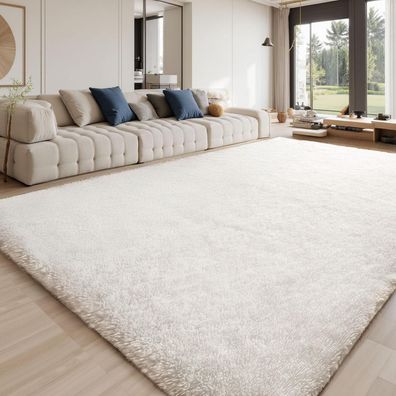 Sour Lemon Hochflor Teppich Elfenbeinweiß 160x230 cm - Flauschig, Waschbar