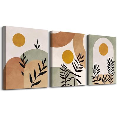 hyidecorart Boho Salbeigrün Wandbild Morgensonne Abstract Blätter